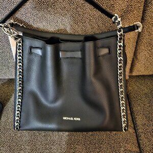 Michael Kors Mina LARGE Silver Chain Shoulder handbag
